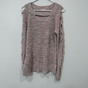 Maurices Cut‎ Out Sleeve Sweater Pink Grey Size M